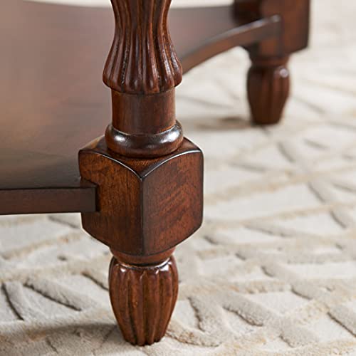 Solid Wood Semi-Circle Sofa Table with Drawer, 45.3" Traditional Living Room Console Table with Open Bottom Shelf 2-Tier Vintage Elliptical Entry Table for Home Office,Cherry Walnut SFZ1533 PADMA HOUSE