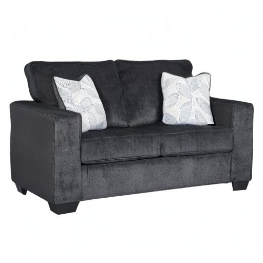 Signature Design by Ashley Altari Modern Loveseat with 2 Accent Pillows, Dark Gray Signature Design by Ashley