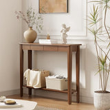 AQIMUELE Wood Console Table with Drawers, Mid Century Modern Console Table Walnut for Entryway, Living Room, Hall Way. AQIMUELE