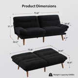 Pipishell Futon Sofa Bed, Modern 66" Futon Couch Convertible to Bed & Lounger, Compact Size, Corduroy Loveseat, Durable Construction - Fits Small Spaces, Apartments,Study Room(Ink Black, 66 Inch) Pipishell