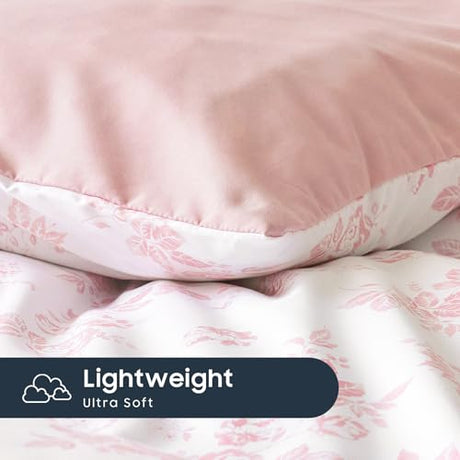 Wake In Cloud - Cottagecore Comforter Set, Floral Vintage Flower Shabby Chic Coquette Aesthetic for Women Teen Girls, Soft Lightweight Dorm Bedding, 3 Pieces, Pink, Full Size Wake In Cloud