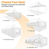 COBIZI 10x30 Pop up Canopy with Roller Bag & 8 Removable Sidewalls, Canopy Tent for Parties, Wedding, and Commercials, Waterproof and Instant Shelter UV50+ Outdoor Gazebo with 4 Sandbags(White) COBIZI