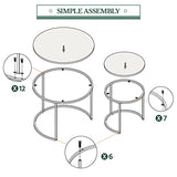 Yaheetech Nesting Coffee Table, Round Coffee Table for Living Room, Nesting Table with Wooden Tabletop and Sturdy Metal Frame, Stacking Living Room Tables Nesting End Table Set of 2, Rustic Brown Yaheetech