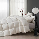 DWR Superior Luxury Feather Down Comforter King Size, Ultra-Soft Rose-Silk Cotton-Blend Fabric, High FP All Season Medium Warmth Bed Duvet Insert(106"x90", White) DWR