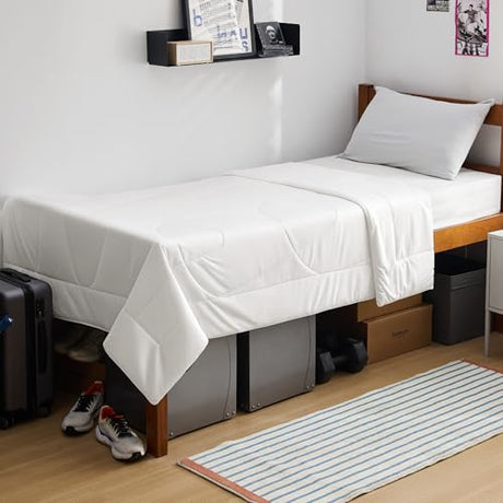 Bedsure Cooling Comforter Twin Size - GentleSoft Moisture Wicking Cooling Blanket for Hot Sleepers, Breathable Lightweight Duvet Insert, Dual-Sided Summer Blanket, White, 68x88 Inches Bedsure
