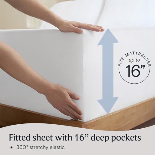 LuxClub 4 PC Full Sheet Set, Deep Pockets Wrinkle Free Cooling Bed Sheets Hotel Bedding for Women, Men, Kids & Teens, Includes 1 Fitted Sheet, 1 Flat Sheet and 2 Pillowcases-Soft White LuxClub