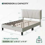 Novilla Queen Bed Frame, Queen Size Bed Frame with Wooden Slats Support, Velvet Upholstered Headboard, No Box Spring Needed, Heavy Duty Feet, Easy Assembly, White Velvet Novilla