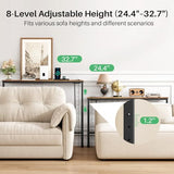 Kitstorack Narrow Console Table Behind Sofa Couch, Design with Adjustable Height (25"-33") & Power Outlets, Small Entryway Table - 5.9" D x39.4 L, Rustic Brown Kitstorack