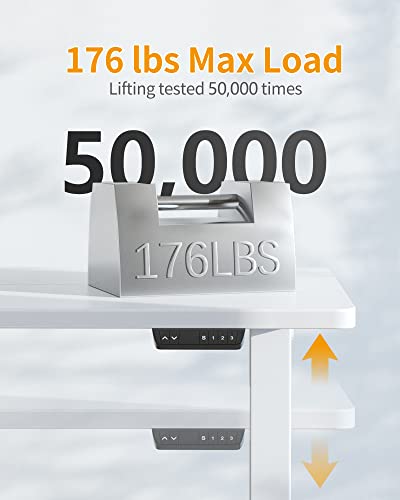 CubiCubi Electric Standing Desk, 55 x 24 Inches Height Adjustable Sit Stand Desk, Ergonomic Home Office Computer Workstation, White CubiCubi
