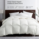 Ltinhome Feathers & Down Comforter, Organic Duvet Insert, 100% Cotton Shell, Ethically-sourced Feathers and Down Filler, All Season Warm, King Size, White Ltinhome
