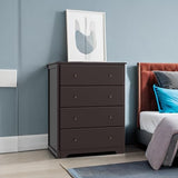 HOUSUIT Dresser, 4 Drawer Dressers Chests of Drawers, Modern Tall Dresser, Wood Drawer Chest Storage Cabinet for Living Room, Hallway, Entryway, Home Office, Dark Brown HOUSUIT