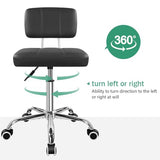FURWOO Simple Square Office Chair with Back 360 Swivel Stool Chair with Wheels Height Adjustable Stool for Home Work Shop Task Spa Black FURWOO