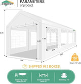 COBIZI 10x30FT Party Tent Heavy Duty Event Shelter Outdoor Wedding Gazebo Canopy for Parties Carport BBQ Commercial with Removable Sidewall Windows, Powder Coating (Better Than Galvanized),White COBIZI