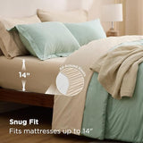 Bedsure Queen Comforter Set - 7 Pieces Sage Green Queen Bedding Set for All Seasons, Boho Contrasting Design Bed in a Bag with Comforter, Sheets, Pillowcases & Shams Bedsure