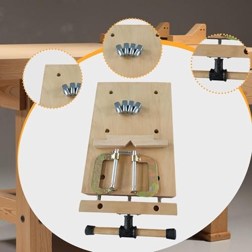 Wood Workbench Vise Compact with 4 Bench Dogs and 2 Clips for Stable Wood Processing Carpenters Bench Tools 16.54x11.02 Inch misppro