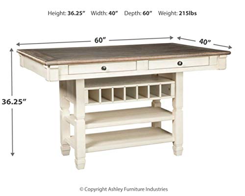 Signature Design by Ashley Bolanburg Farmhouse Counter Height Dining Room Table, White & Brown Signature Design by Ashley