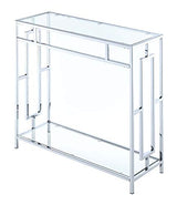 Convenience Concepts Town Square Chrome Glass Hall Table 31.5" - Modern Sofa Table with Storage Shelf, Entryway Table for Living Room, Bedroom, Bathroom, Glass/Chrome Convenience Concepts