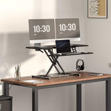 FLEXISPOT Standing Desk Converter 42-inch Spacious Sit to Stand up Dual Monitor and Laptop Riser, Big Size Tabletop Workstation with Large Keyboard Tray, Black FLEXISPOT