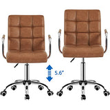 Yaheetech PU Leather Comfortable Office Desk Chair Mid Back Height Adjustable Computer Swivel Chair w/Armrests, Retro Brown Yaheetech