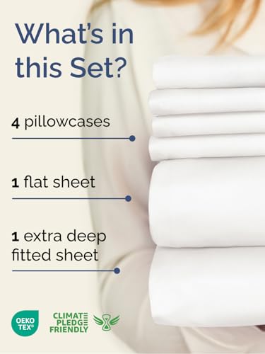 Extra Deep King Sheet Set - 6 Piece Breathable and Cooling Sheets - Hotel Luxury Bedding for Women, Men, Kids & Teens - Easy & Secure Fit - Soft and Wrinkle Free - Extra Deep Pockets - Antique White CGK Unlimited