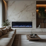 Oxhark Flame 60 Inch, Recessed & Wall Mounted WiFi-Enabled Electric Fireplace Inserts with Remote Control,Timer & Thermostat Fireplace Heater, Log Set & Crystal Options, 750W/1500W, Black Oxhark Flame