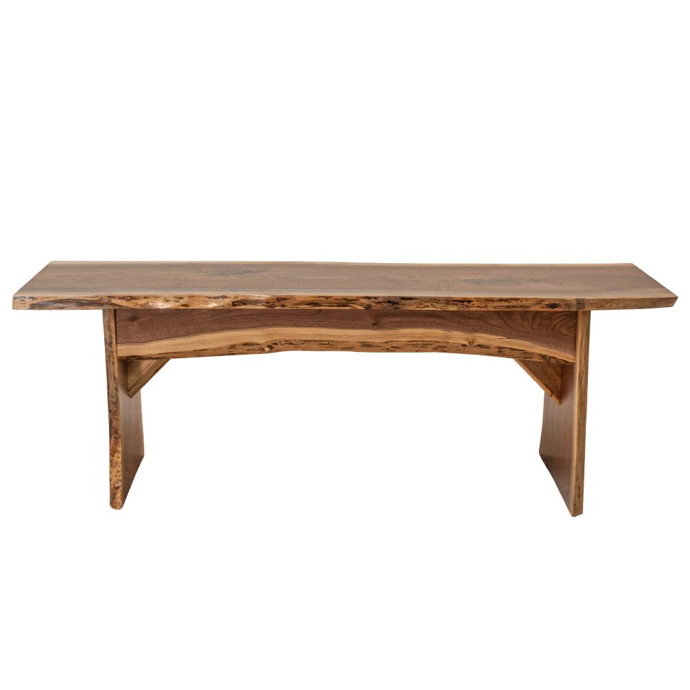 RUSTIC RED DOOR Co. Live Edge Wooden Bench – Solid Wood Dining Bench – Rustic Home Décor Furniture – Natural Edge Wooden Slab Bench (5' Long, Walnut Wood with Clear Coat) - WoodArtSupply