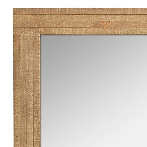 Stonebriar 24" x 18" Rectangle Natural Wood Frame Wall Mirror with Attached Hanging Brackets, Decorative Country Rustic Decor for the Living Room, Bedroom, Bathroom, Hallway, and Entryway Stonebriar