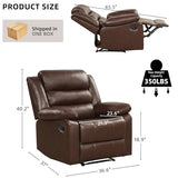 IOMOR Manual Recliner Chair with Overstuffed Arm and Extra-Padded Back, Breathable PU Leather Reclining Chair for Adults, Single Sofa for Living Room, Bedroom (Dark Brown)