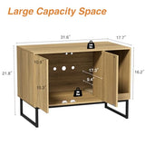 Cat Litter Box Enclosure, Fluted Hidden Litter Box Furniture with Scratch Pad and Metal Legs, Modern Enclosed Cat Cabinet, 31.5 x 17.7 x 21.7 Inches Indoor Pet House for Living Room, Washroom, Natural FiveWillowise