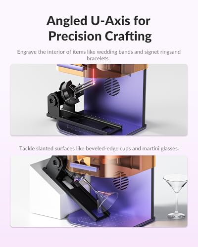 Rotary Pro Attachment for WeCreat Lumos Laser Engraver, Adjustable U-Axis Roller for Engraving Cylindrical Objects, Jewelry, Ring Interiors, Wine Glass, Baseball, Tumbler, Engraver Accessory WECREAT