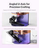 Rotary Pro Attachment for WeCreat Lumos Laser Engraver, Adjustable U-Axis Roller for Engraving Cylindrical Objects, Jewelry, Ring Interiors, Wine Glass, Baseball, Tumbler, Engraver Accessory WECREAT