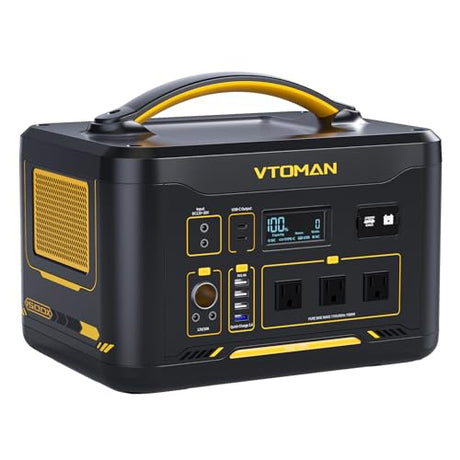 VTOMAN Jump 1500X Portable Power Station 1500W (3000W Peak), 828Wh LiFePO4 (LFP) Battery Powered Generator with Expandable Capacity, 3x Pure Sine Wave 1500W AC Outlets, 2xPD 100W, 3x Regulated 12V DC VTOMAN