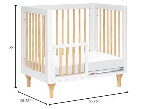 Babyletto Lolly 4-in-1 Convertible Mini Crib and Twin Bed with Toddler Bed Conversion Kit in White and Natural, Greenguard Gold Certified babyletto