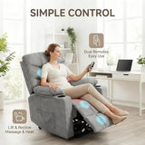 Electric Power Lift Recliner Chair for Elderly, Lift Recliner Chair with Massage and Lumbar Heat, 150° Reclining Chair with Cup Holders, Side Pockets and Remote Control, Ideal for Living Room (Grey)