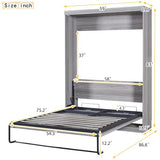 Ball & Cast Murphy Bed Full Size,Hideaway Beds Chest with Wardrobe,can be Folded,Wall Bedframe w/Wood Slat Support,No Box Spring Needed,for Bedroom Apartment,Grey Ball & Cast