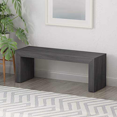 GDFStudio Farmhouse Acacia Wood Dining Bench, Black GDFStudio