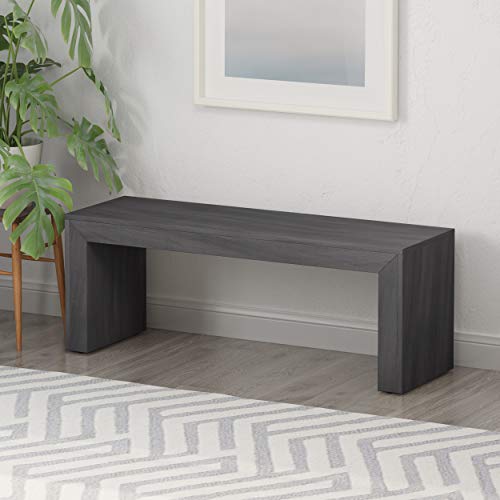 GDFStudio Farmhouse Acacia Wood Dining Bench, Black - WoodArtSupply