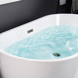 WOODBRIDGE 59" Acrylic Freestanding Bathtub Contemporary Soaking White Tub with Brushed Nickel Overflow and Drain,B0014 -B/N-Drain &O WOODBRIDGE