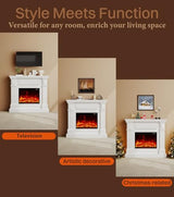 43" Electric Fireplace with Mantel, TV Stand＆Freestanding Fireplace, 23 inch Electric Fireplace Heater with 4 Flame Levels, Remote Control, One Package＆Easy to Set, for Living Room/Bedroom MEIGESI