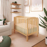 Dream On Me 3-in-1 Portable Folding Stationary Side Mini Baby Crib in Natural & Mattress, GreenGuard Gold & BSA, Use as Changer & Playpen, Locking Wheels, 3 Mattress Heights, Extra Firm Mattress
