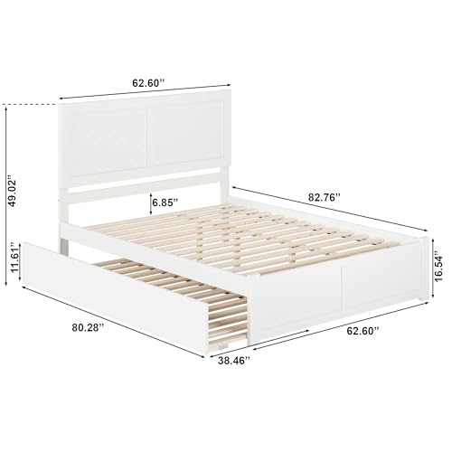 AFI Canyon Queen Farmhouse Solid Wood Platform Bed with Footboard & Twin XL Trundle, White AFI