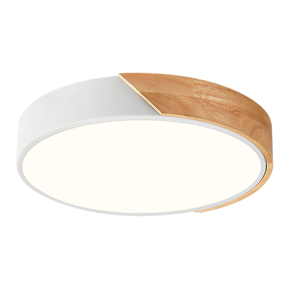 Vikaey Modern Dimmable LED Ceiling Light, Minimalist Wood Style 5CCT 2700K-6000K Flush Mount Ceiling Light Fixture, Round Lighting Lamp for Bedroom, Laundry Room, Hallway, Entryway, White（11. - WoodArtSupply