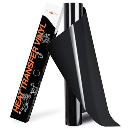 HTVRONT HTV Heat Transfer Vinyl Roll- 12" x 8ft Black HTV Vinyl for Shirts, Iron on Vinyl for All Cutting Machine - Easy to Cut & Weed for Iron Design (Black) HTVRONT
