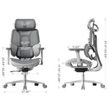 Hbada E3 Air Ergonomic Office Chair, Big and Tall Office Chair - with 3-Zone Dynamic Lumbar Support, 3D Adjustable Headrest, 3D Adjustable Armrests, Swivel, Grey(No Footrest) Hbada