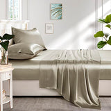 Lanest Housing Silk Satin Sheets, Queen Size Satin Bed Sheet Set with Deep Pockets, Cooling Soft and Hypoallergenic Satin Sheets Queen - Taupe Lanest Housing