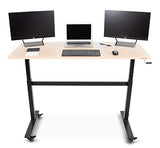 Stand Steady Tranzendesk | 55 Inch Standing Desk with Detachable Wheels | Crank Height Adjustable Sit to Stand Workstation | Modern Ergonomic Desk Supports 3 Monitors (Maple) Stand Steady