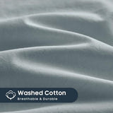 Wake In Cloud - Cotton Duvet Cover Set, Twin Size, Light Denim Blue, 100% Washed Cotton, Linen Like Textured, Breathable Percale Durable Comfy Farmhouse Neutral Bedding Set, 3 Pieces Wake In Cloud