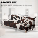 GLENLCWE Cow Print Futon Cover Brown Stretch Armless Sofa Cover with Elastic Bottom Fitted Sofa Bed Slipcovers for Living Room Anti Slip RV Couch Protector Couch Slipcover GLENLCWE