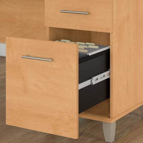 Bush Furniture Somerset 72W 3 Position Sit to Stand Adjustable Standing L Shaped Desk in Maple Cross, Ergonomic Corner Computer Office Table Bush Home