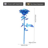 Piececool 3D Metal Puzzles Rose Flower Model Kits, Artificial Fake Flowers Metal Building Blocks DIY 3D Puzzle for Adults, for Father Mothers Valentines Day, 15Pcs